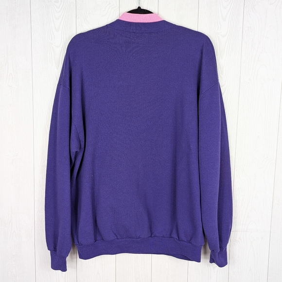 Vintage Morning Sun Sweatshirt Women's Size XL Forrer Purple Pink Floral - Picture 2 of 9